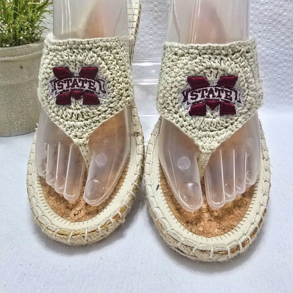 CRUZERZ MISSISSIPPI STATE BULLDOGS CROCHETED SLIP ON SANDAL ESPADRILLE  EUC SZ 9